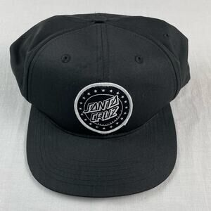 Santa Cruz Skateboards Black Hat Cap Snapback Adjustable Men One Size Fits All